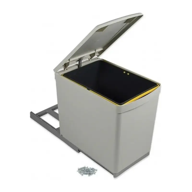 Inbouw prullenbak16 Liter - Inbouw afvalemmer - Inbouw afvalbak - Inbouw vuilnisbak - Prullenbakken afval scheiden - automatische dekselopening Grijs Finale Uitverkoop