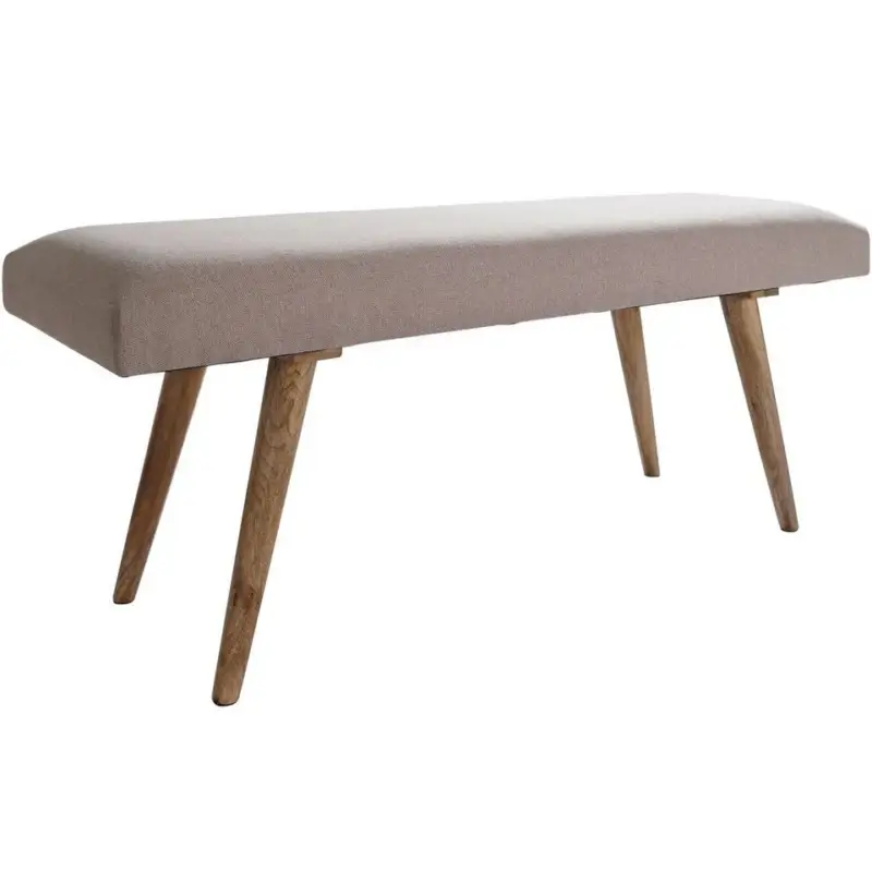 Actieprijs Nancy's Herkimer Bankje - Zitbank - Gangbank - Massief Mangohout - Gestoffeerde Bank - Eetkamerbank - Beige - ± 120 x 40 x 50 cm