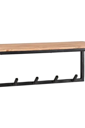 Nancy's Jasmin Wandkapstok - Kapstok - Met 5 Haken - Massief Acaciahout / Staal - ± 70 x 30 x 30 cm Bestel Nu