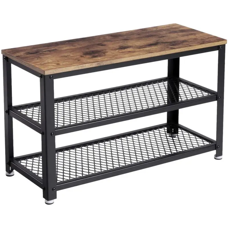 Must-Have Nancy's Almancil Schoenenrek - Schoenenbank - Opbergbank - Vintage Bruin / Zwart - ± 70 x 45 x 30 cm
