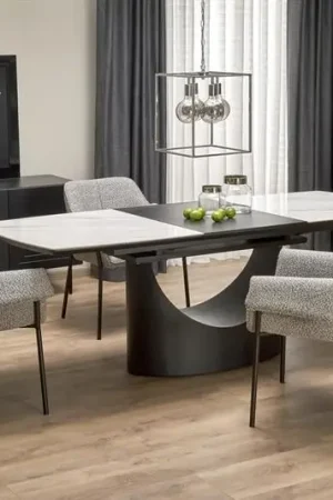 Eettafel Osman Marmer Wit/Zwart 160-220cm uitschuifbaar Beste Prijs