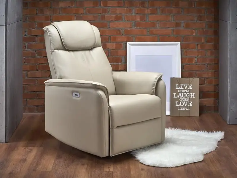 Must-Have Relaxfauteuil Paradise EcoLeer Crème/Wit Elektrisch Verstelbaar en Schommelfunctie