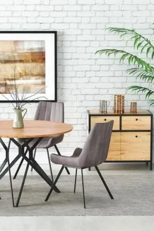 Actieprijs Eettafel Pixel 2 Rond Eiken Bruin 120cm