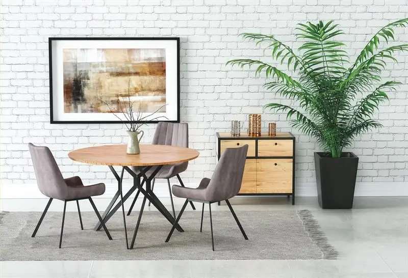 Actieprijs Eettafel Pixel 2 Rond Eiken Bruin 120cm