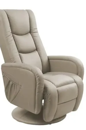 Direct Verzonden Relaxfauteuil Pulsar Cappuccino EcoLeer Verstelbaar met Massage functie