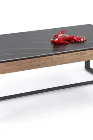 Salontafel Ramona Marmer Zwart 121cm Walnoot bruin Modern Exclusieve Aanbieding