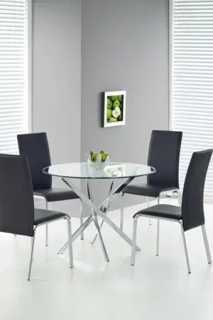 Koop Online Eettafel Raymond Rond Chroom 100cm Glas