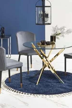 Eettafel Raymond Rond Goud 100cm Glas Koop Online