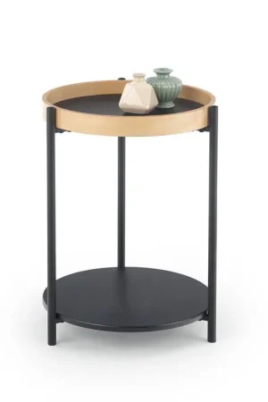Salontafel Rolo Rond Bruin Eiken/Zwart 44cm Scandinavisch, Boho Superprijs