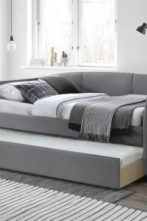 Bed Grijs Sanna 90x200cm met onderschuifbed 2-persoons Superprijs