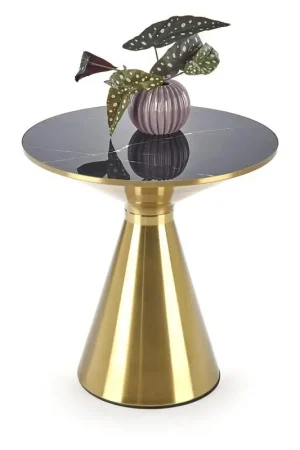 Salontafel Tribeca Rond Marmer Zwart/Goud 50cm Keramiek Glamour Voordeelprijs
