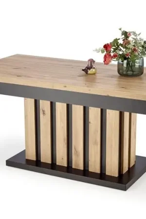 Beperkt Aanbod Salontafel / Eettafel Baretti Eiken Bruin/Zwart 130-170cm uitschuifbaar en in hoogte verstelbaar Multifunctional