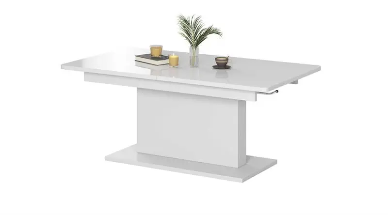Salontafel / Eettafel mat Wit 126-167cm uitschuifbaar in hoogte verstelbaar Premium