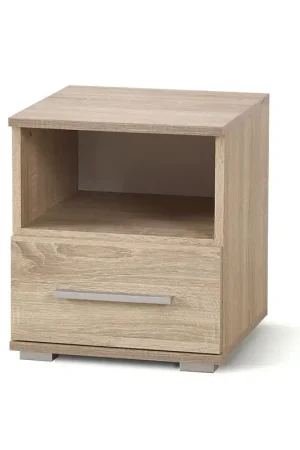 Hete Deal Nachtkastje Lima SN-1 Bruin Eiken 39x44cm met lade en open vak