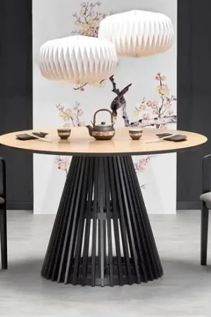 Betrouwbaar Eettafel Miyaki Rond Eiken Bruin/Zwart 120cm