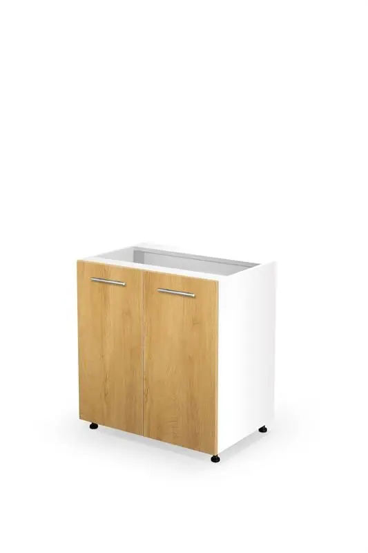 Gecertificeerd Dubbele onderkast keuken 80cm breed Bruin Honing Eiken softclose met handgrepen