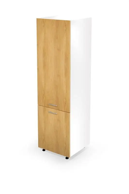 Bestel Nu Hoge ombouwkast keuken 214cm Bruin Honing Eiken voor koelkast/vriezer met handgrepen