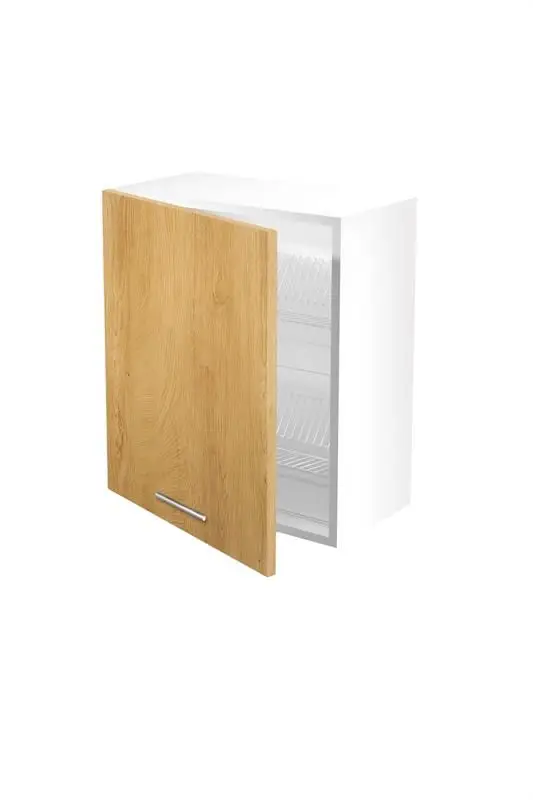 Bovenkast keuken 60x72cm Bruin Honing Eiken met serviesrek softclose en handgreep Op = Op
