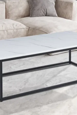 Salontafel Dallas 120x60cm Wit Marmerlook - RD3075-4 Aanbieding