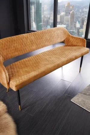 Bank 3-zits Paris Mosterdgeel 160cm Fluweel - 43681 Bestseller