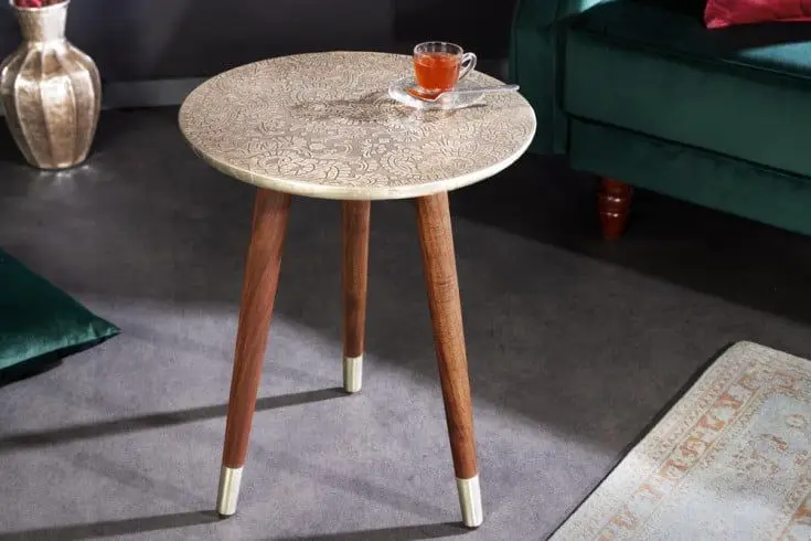 Korting Bijzettafel Alcasar Zilver 40cm Massief Acacia Hout - 43353