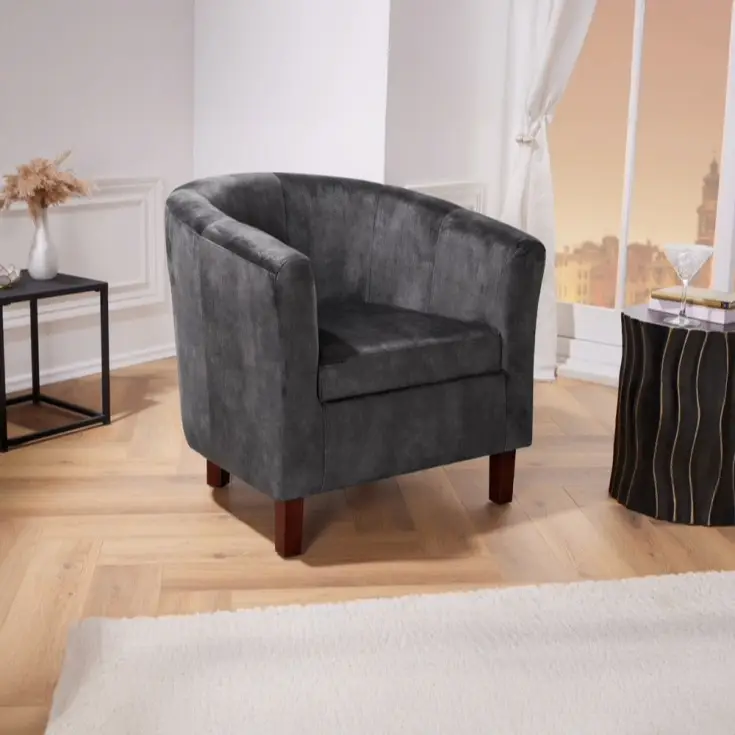 Fauteuil Hemingway Donkergrijze Fluwelen armleuningen - 43890 Weekendaanbieding