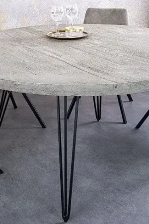 Snelle Levering Eettafel Scorpion Rond Grijs 120cm Massief Mango Hout - 43664