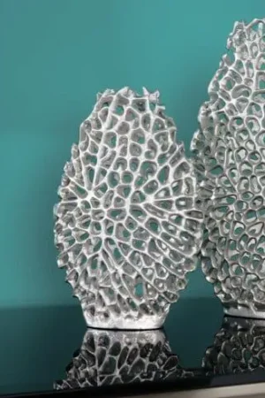 Koop Vandaag Vaas Abstract Leaf 2-delig Zilver 40cm - 43189