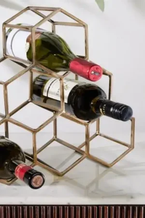 Koopje Decoratie Wijnrek Honeycomb 38cm Goud - 43192