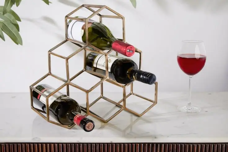 Koopje Decoratie Wijnrek Honeycomb 38cm Goud - 43192