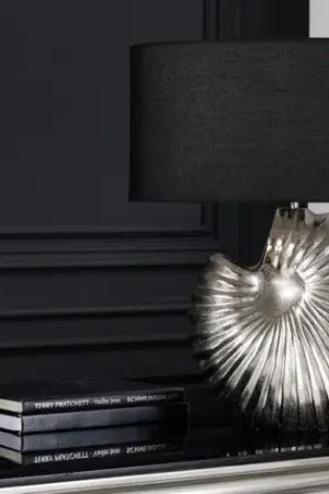 Tafellamp Shell Zwart Zilver 46cm - 42736&42204 Tijdelijk Beschikbaar