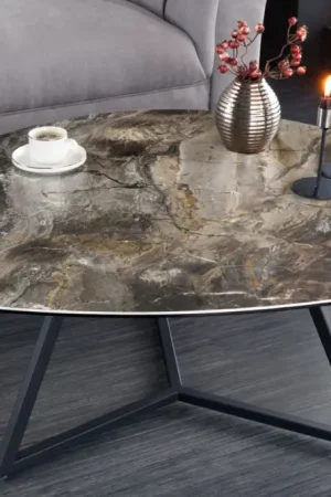 Betrouwbaar Moderne Salontafel Marvelous 90cm Taupe Marmer keramiek Gemaakt In Italië - 42141