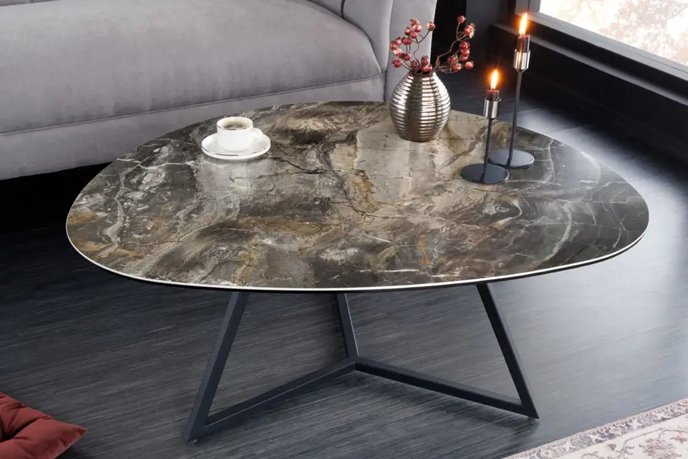 Betrouwbaar Moderne Salontafel Marvelous 90cm Taupe Marmer keramiek Gemaakt In Italië - 42141