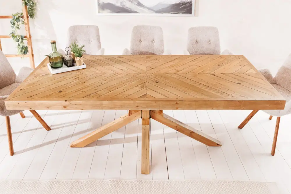 Massief Natuurlijk Grenenhout Eettafel Mosaik Gerecycled Sterframe 200cm - 44090 Beste Prijs