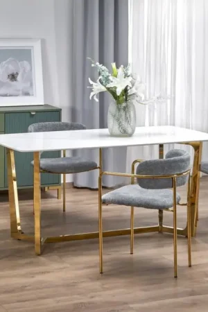 Shop Nu Moderne Eettafel Clemente 160cm Wit Marmer Goud Frame
