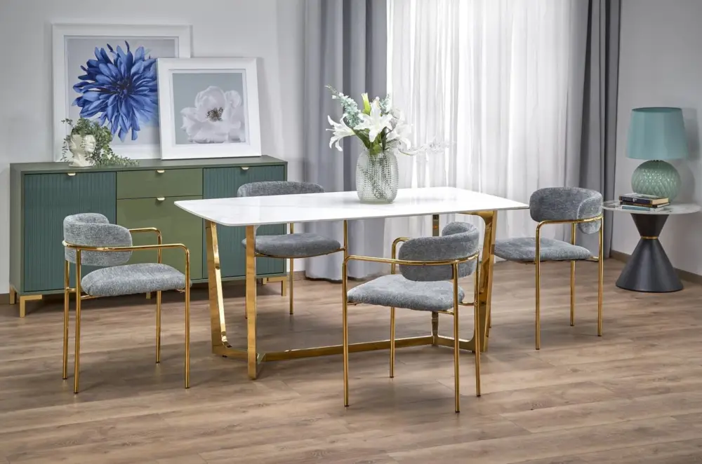 Shop Nu Moderne Eettafel Clemente 160cm Wit Marmer Goud Frame