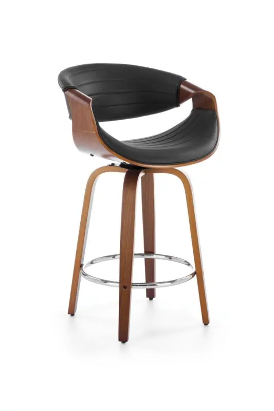 Actieprijs Barkruk H123 Zwart Eco Leer Walnoot Bruin