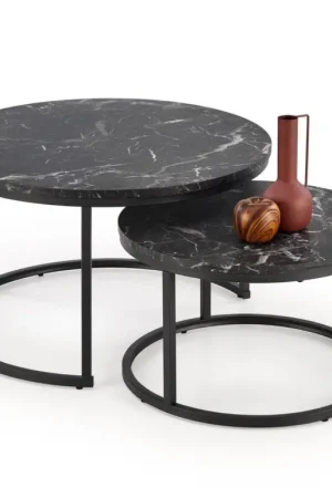 Betrouwbaar 2-Delige Salontafel Set Java Zwart Marmer