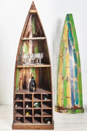 Lage Kosten Solide Wijnrek Jakarta 190 cm Kleurrijk Mangohout Gemaakt Van Gerecycled Van Vissersboten - 36358