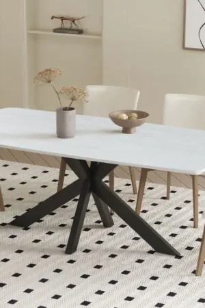 Bestel Nu Eettafel Apollo 180cm Deens Ovaal Steen Grijs Metaal Frame - RF51928-7