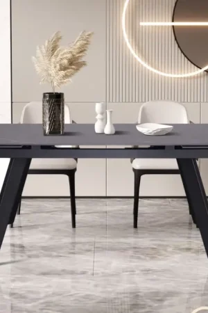 Uitschuifbare Eettafel Hera 160-240cm Rechthoekig Steen Zwart RF51936-2 Seizoensaanbieding