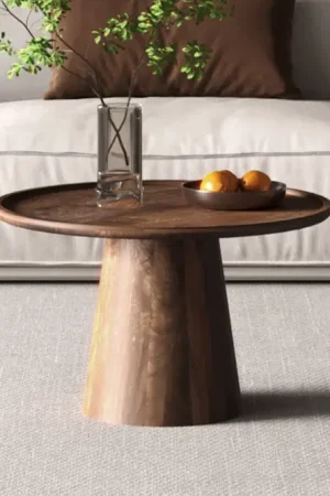 Seizoensaanbieding Salontafel Jules 65x40cm Rond Lichtbruin Massief Mangohout - RF3329-1