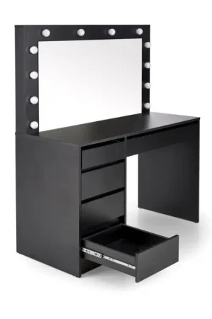 Actieprijs Kaptafel Hollywood XL Zwart inclusief spiegel en LED lichten