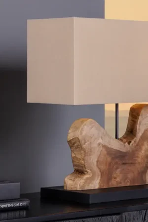 Tafellamp Hypnotic 50cm Lampenkap Naturel Beige Teak - 44685 Gereduceerde Prijs