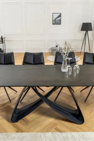 Superprijs Uitschuifbare Eettafel Infinity 180-260cm Roest Keramiek Marmer Zwart Metaal - 45182