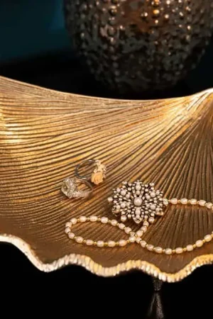 Decoratieve Schaal Ginko Goud Hangegemaakt Metaal 33cm - 41777 Dagaanbieding