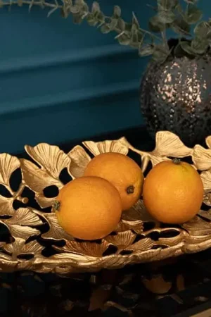 Lage Kosten Decoratie Schaal Ginkgo Leaves Goud 40x26cm - 41795