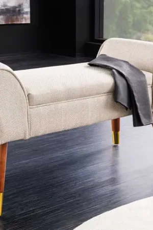Bank Scarlett 90cm Structuurstof Beige - 44780 Dagaanbieding