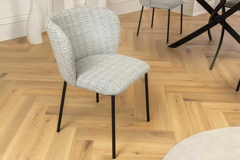 Stoel Lyon Ruitpatroon Blauw Bouclé - 44959 Shop Nu