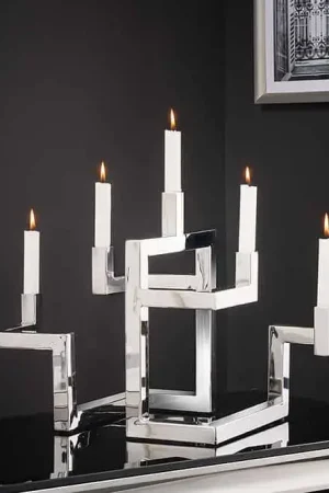 Kandelaar Abstract 50cm 5 Vlammen Zilver - 44886 Koop Online